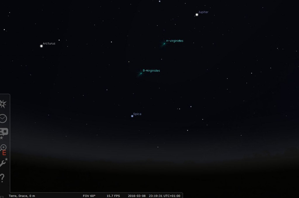 Position de Jupiter dans le ciel. Observer Jupiter à l'oeil nu le 8 janvier 2016