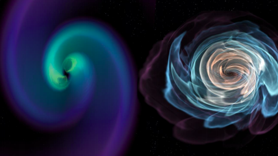 Fusion de deux étoiles à neutrons émettant des ondes gravitationnelles © Karan Jani, Georgia Tech